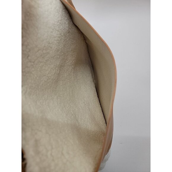 ANTHROPOLOGIE Tote Zip Purse Cream Sherpa Bag Tan Adjustable Straps & Pocket NWT - Picture 10 of 15